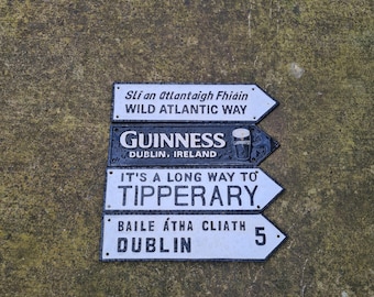 Dublin Ireland cast iron vintage style Road sign collection/set of Four cast iron vintage style irish Road signs/Ireland sign/guinness sign