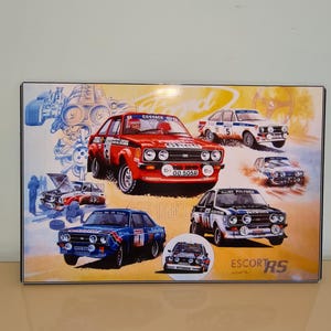 Ford rally car sign vinyl print on stiff aluminum composite board /ford mk2 sign/ford sign/ford gift/ford rs escort