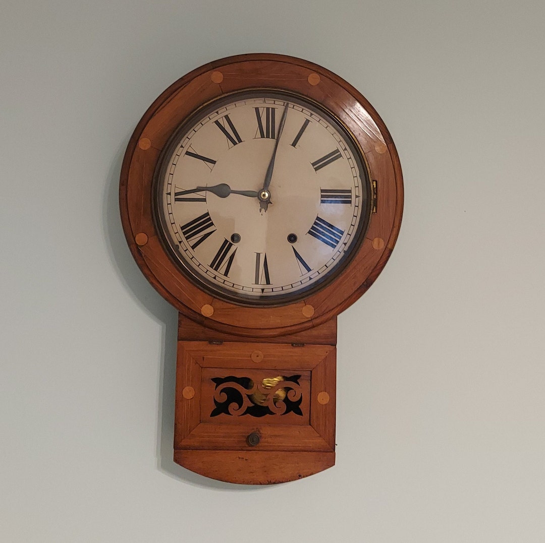 Antique Inlaid Drop Dial Angloamerican Clock/american Drop Etsy