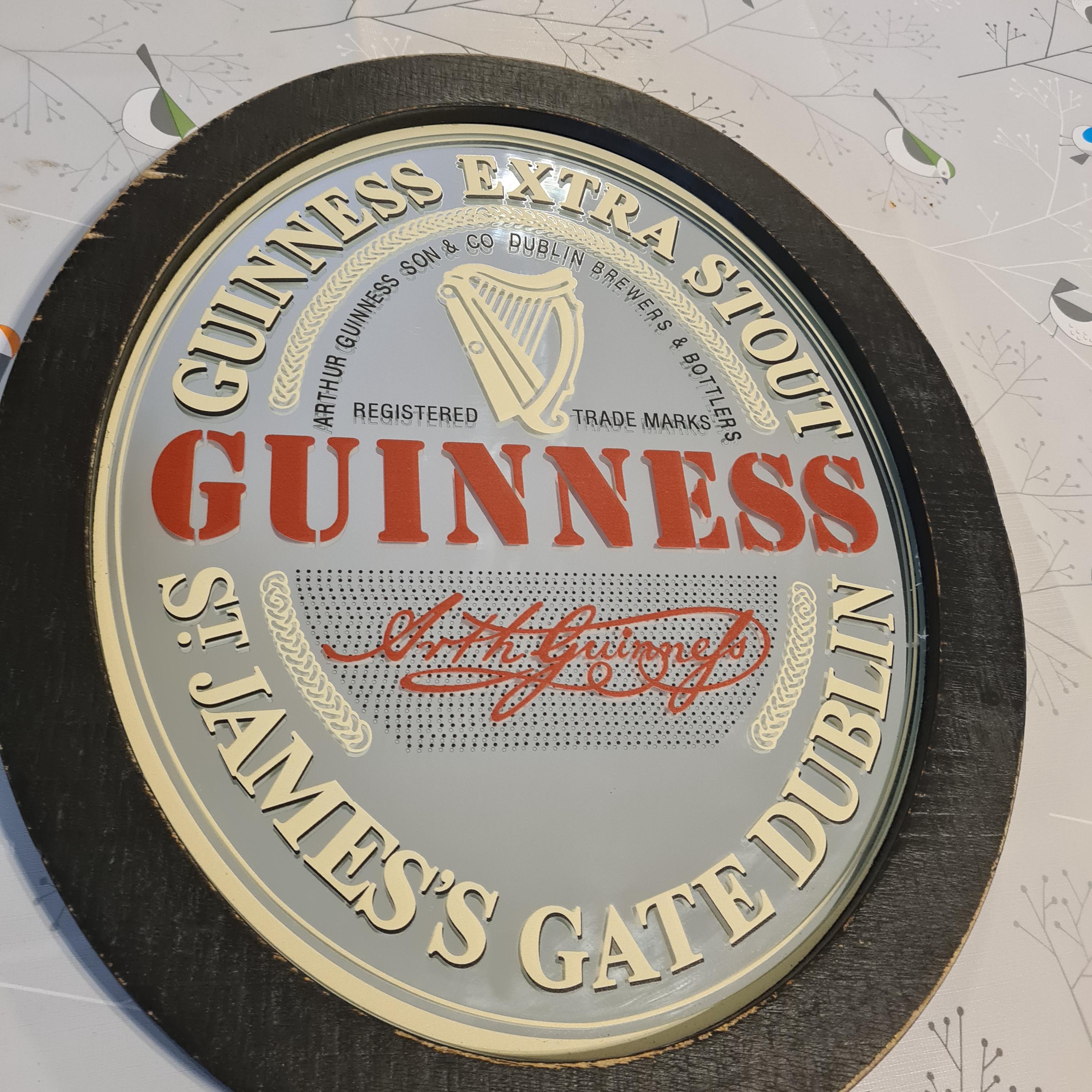 Vintage Style Guinness Mirror, Wooden Framed Oval Bar Decor - Etsy
