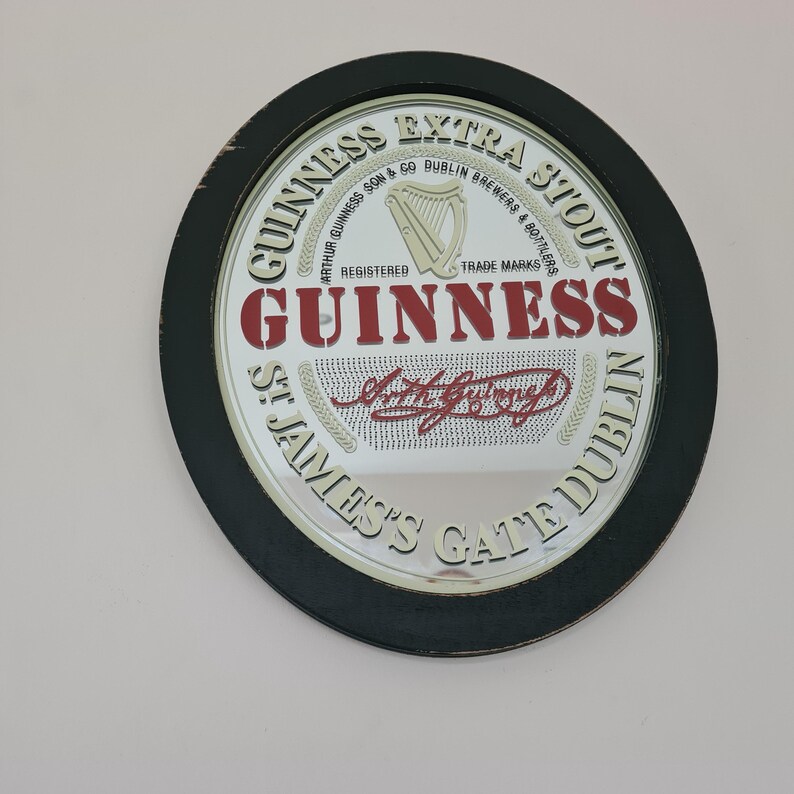 Vintage Style Guinness Mirror, Wooden Framed Oval Bar Decor - Etsy