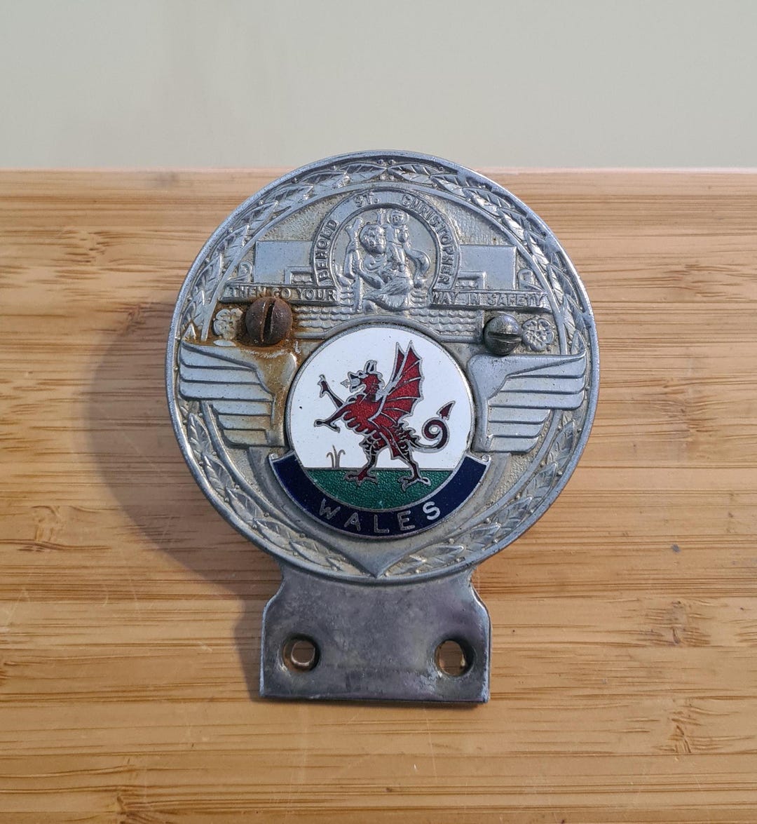 Vintage Welsh Dragon Car Badge, St Christopher Emblem - Etsy