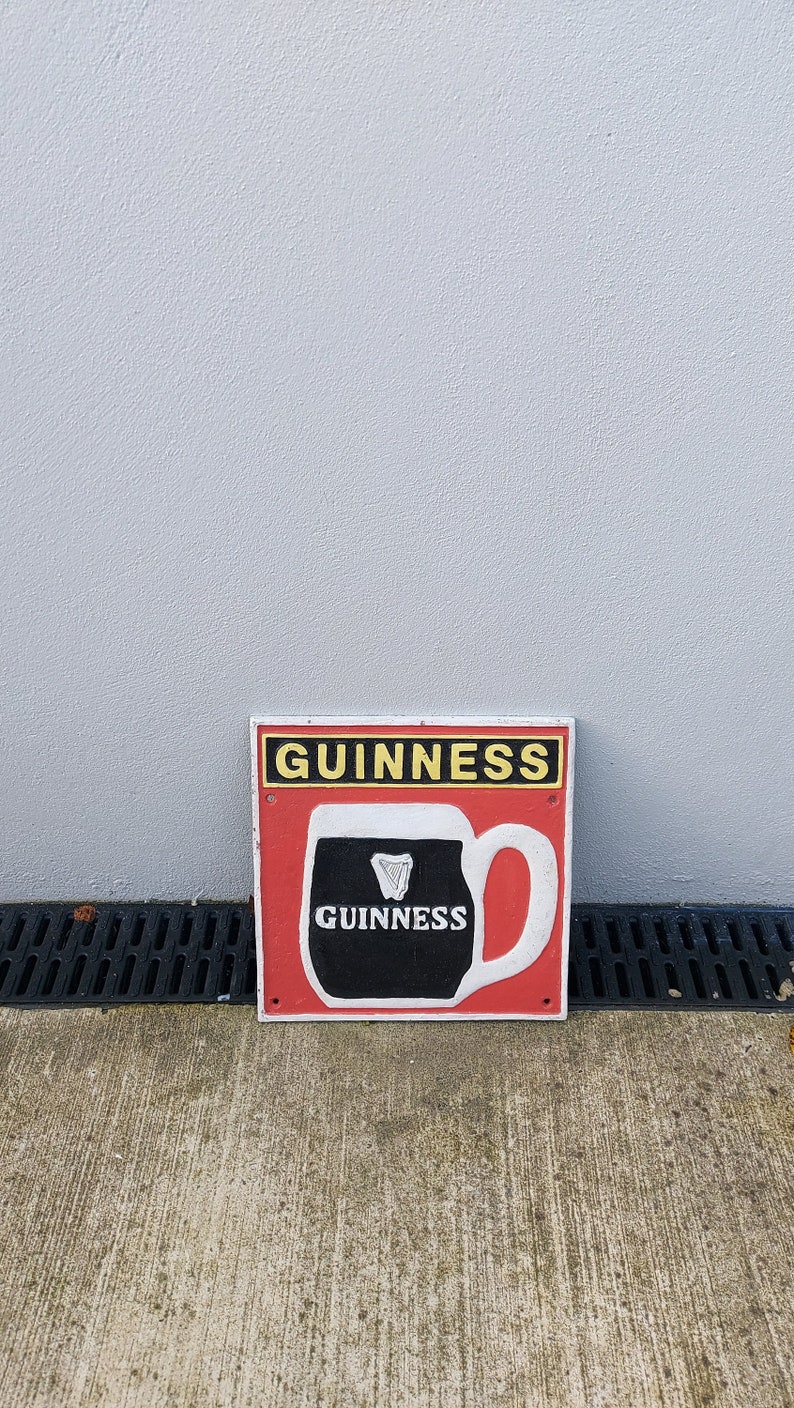 Retro Cast Iron Guinness Pub Sign, Irish Bar Decor image 1