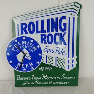 Enamel Rolling rock wall clock/beer wall clicl/bar wall clock/enamel beer advertising clock/