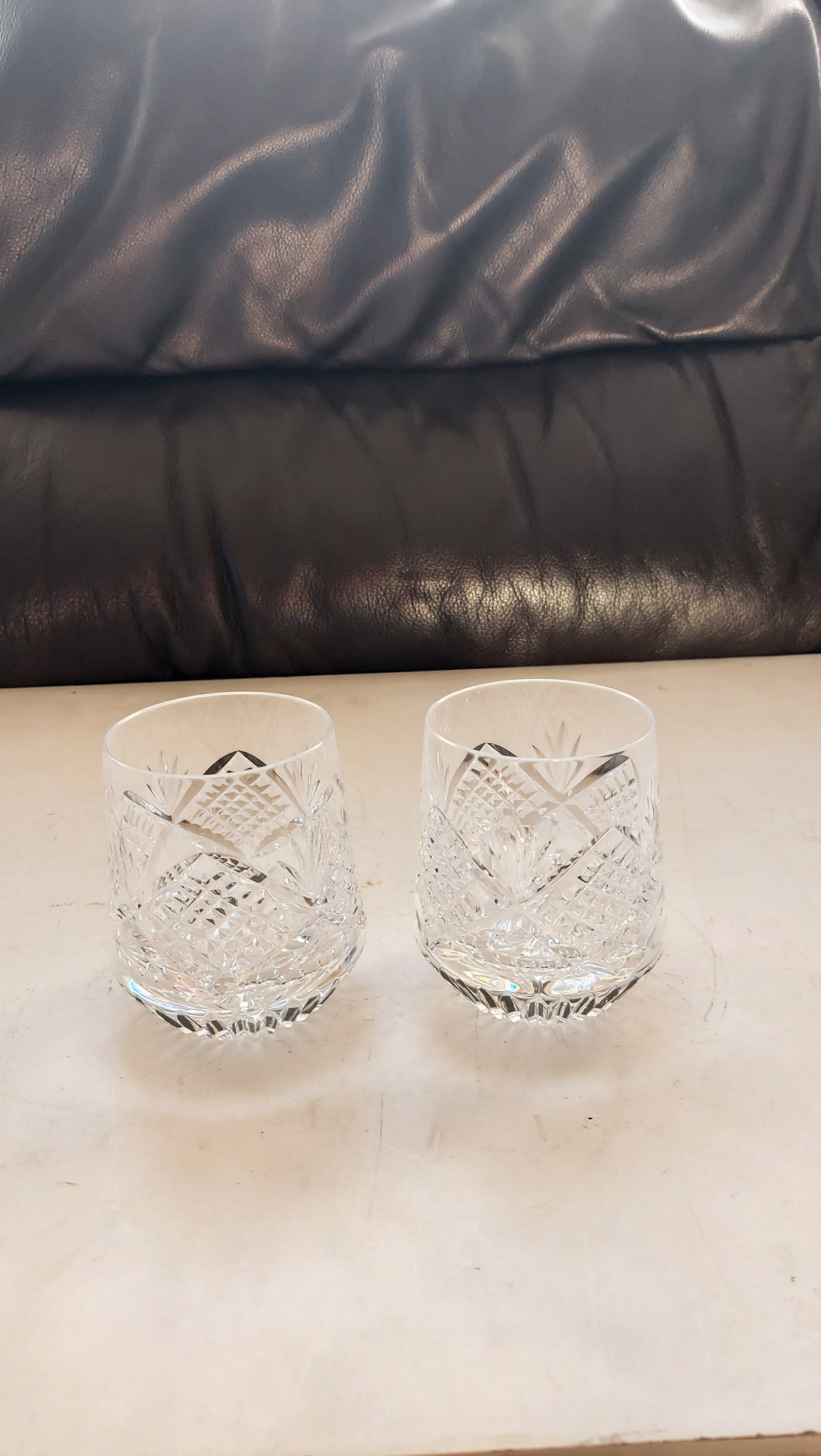 Pair of Vintage Tyrone Crystal Roly Poly Whisky Glasses/ Etsy