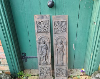 Placas metálicas con figuras griegas de estilo antiguo, paneles para chimenea (par)