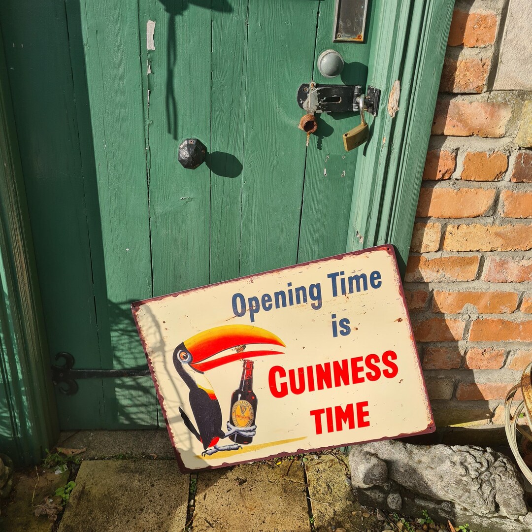Large Guinness Toucan Tin Sign: Aged Effect, Bar Decor (28x20 Inches ...