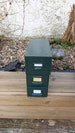 Vintage industrial army green stackable desktop metal filing cabinets 