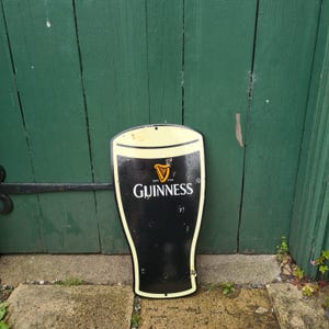 Guinness pint enamel sign vintage style/split the g