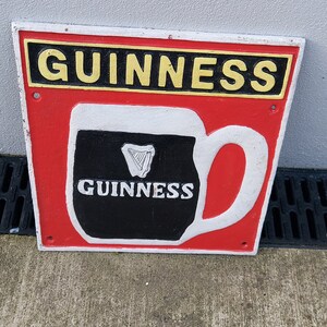 Retro Cast Iron Guinness Pub Sign, Irish Bar Decor image 2