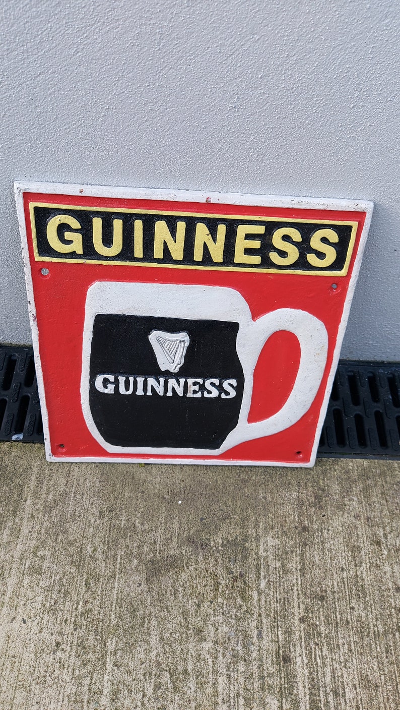 Retro Cast Iron Guinness Pub Sign, Irish Bar Decor image 2