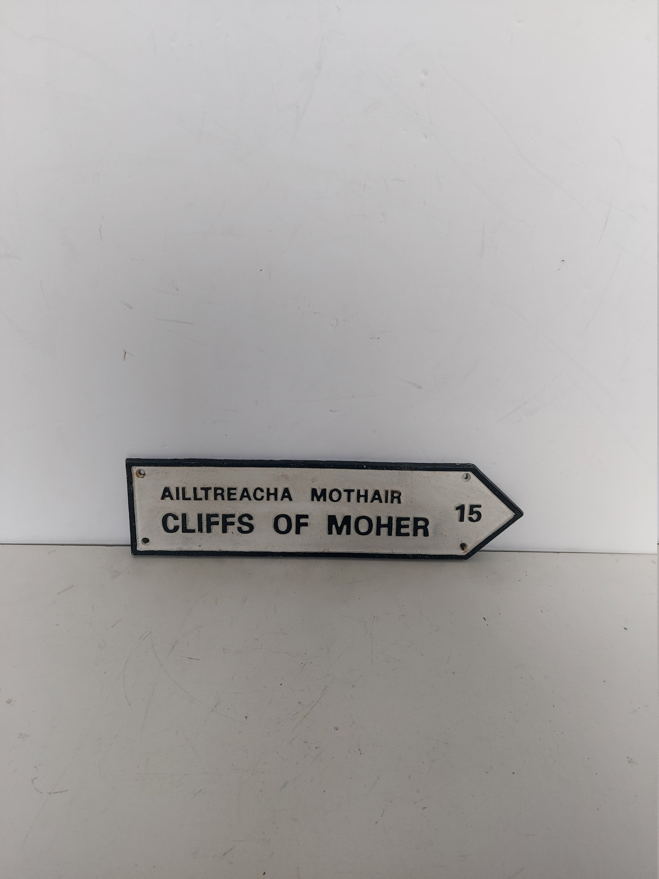 Vintage style irish Road sign for top irish tourist destination and world UNESCO site Cliffs of Moher/cast iron vintage style irish sign/