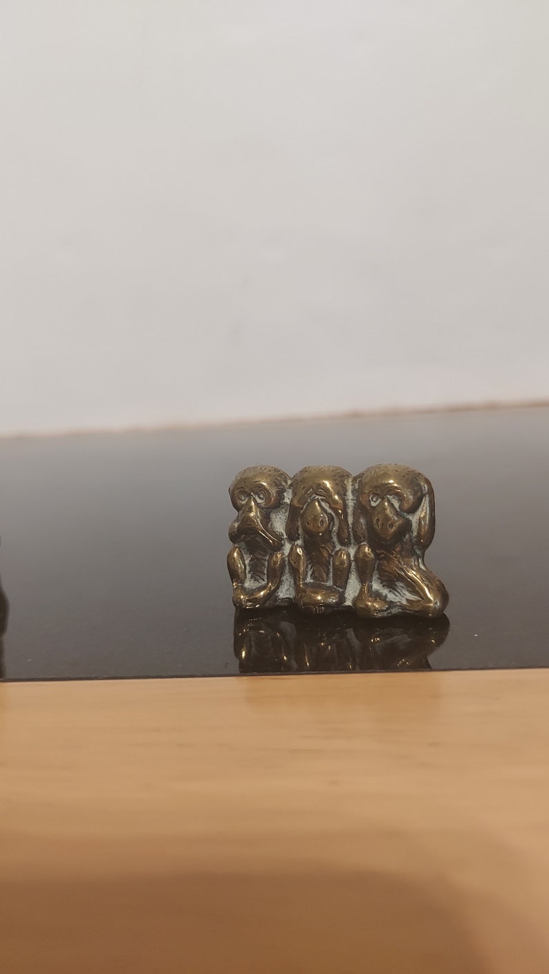 Solid Monkey Solid Brass Three Monkeys See No Evil Ornaments - Etsy