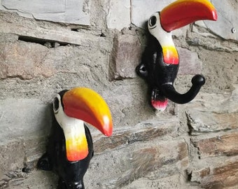 Cast Iron Guinness Toucan Coat Hooks, Irish Bar Decor (Pair)