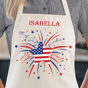 Custom USA Flag Cotton Apron: Patriotic 4th of July Gift