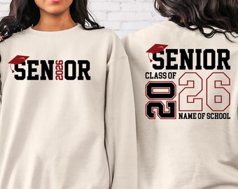 Custom Senior Class of 2026 Sweatshirt High School Graduation T-shirt Graduation Gift