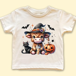 Cute Highland Cow Halloween Shirt Halloween Kids Tee Halloween Animals Tee  Cow Lovers Halloween Sweater Cow Pumpkin Shirt Cute Spooky Cows