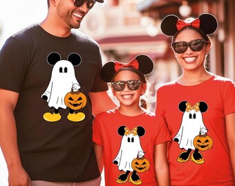 Mickey and Minnie Ghost Halloween Couple Shirts