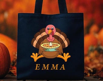 Custom Thanksgiving Tote Bag: Personalized Turkey Gift