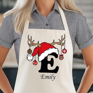 Personalized Christmas Apron: Custom Alphabet Initial, Xmas Gift