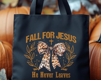 Fall Christian Organic Cotton Tote Bag: Thanksgiving Jesus