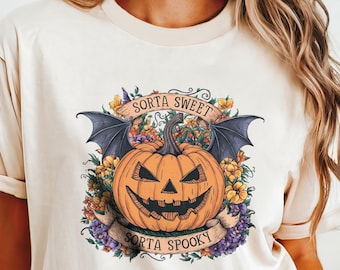 Sweet Spooky Season Shirt: Flower Pumpkin Halloween Tee