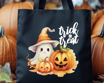 Halloween Trick or Treat Bag : Canvas Tote Bag for Trick or Treat
