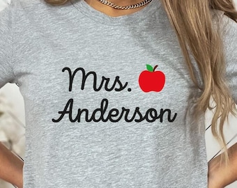 Personalized Teacher Shirt,  Apple Teacher T-Shirt, Back to School Tee