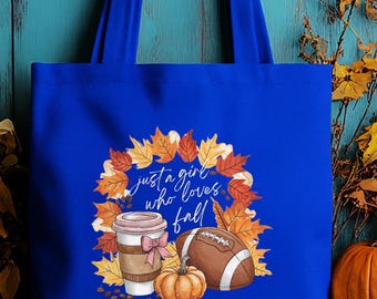 Fall Lover Organic Cotton Tote Bag: Pumpkin Spice Autumn Design