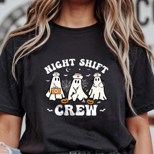 Registered Nurse Sweatshirt Night Shift Crew Shirt Halloween Nurse Tee Retro Spooky Nurse Tshirt Halloween RN Sweater  Nursing School Shirt