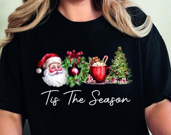 Tis The Season Christmas Comfort Colors Outfit: Retro Christmas T-Shirt  Xmas Shirt