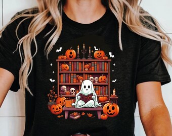 Halloween Ghost Librarian Shirt: Spooky Reading Tee