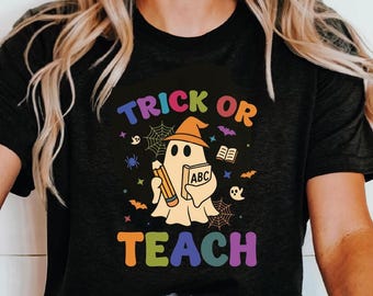 Teacher Halloween Shirt: Retro Ghost Teacher Shirt Spooky Teacher Sweater