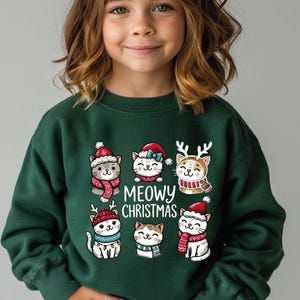Moewy Christmas Kids Sweatshirt or Tshirt Cute Christmas Kids Shirt Kitty Cats Toddler Outfit