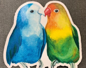 Love Birds Sticker, Bird Sticker, Cute Animal, Laptop Sticker, Planner Stickers, Cute Sticker, Decal, Art, Adorable Sticker, Parrot Sticker