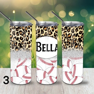 Baseball Skinny Tumbler, 20oz Tumbler, Custom Tumbler, Personalized Cup, Personalized Gift, Bride's Maid Gift, Tumbler, To Go Cup 3