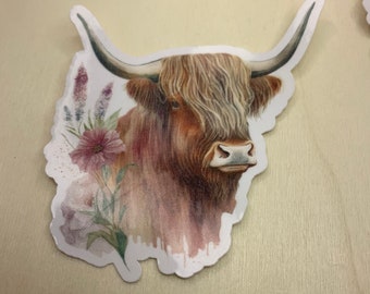 Cute Cow Sticker, Cow Sticker, Cute Animal, Laptop Sticker, Planner Stickers, Cute Sticker, Cow Decal, Art, Highland Cow, Rose Sticker