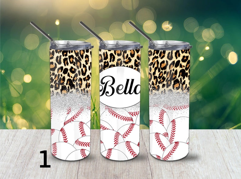 Baseball Skinny Tumbler, 20oz Tumbler, Custom Tumbler, Personalized Cup, Personalized Gift, Bride's Maid Gift, Tumbler, To Go Cup 1