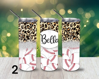 Baseball Skinny Tumbler, 20oz Tumbler, Custom Tumbler, Personalized Cup, Personalized Gift, Bride's Maid Gift, Tumbler, To Go Cup