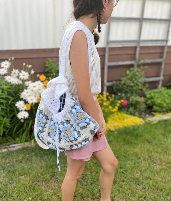 Handmade Crochet Granny Square Backpack – Earthy Pastel  display picture 1