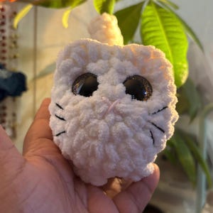 crochet white cat- adorable kitty cat handmade physical toy plushie