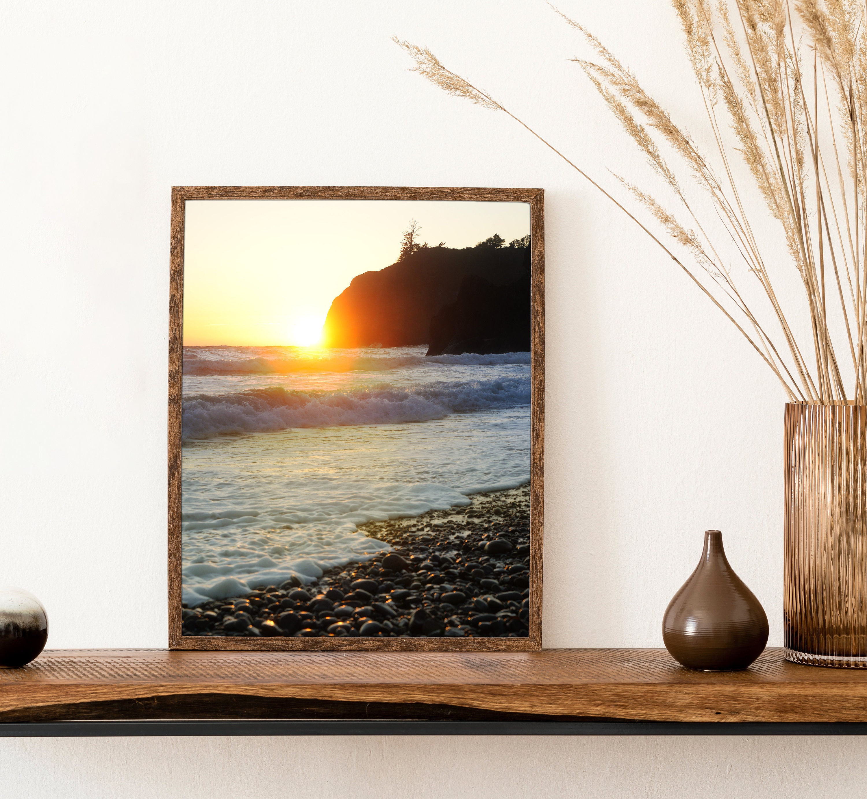 Pacific Northwest Beach Sunset Photo Print, Color, Photography, Wall