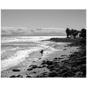 Ventura, CA Surfer Black and White Photo Print, Photography, Home Decor, Wall Decor