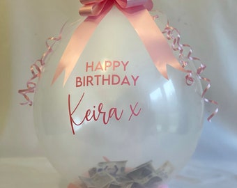 Globo de cumpleaños con dinero que explota Globo de cumpleaños personalizado POP ME Kit de bricolaje Globo de dinero Kit de globos de regalo