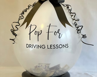 DRIVING LESSONS Money Popping Balloon for Driving Lessons Money Gifting Balloon
