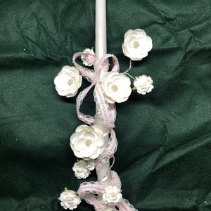Climbing Roses Girls Baptism Candle
