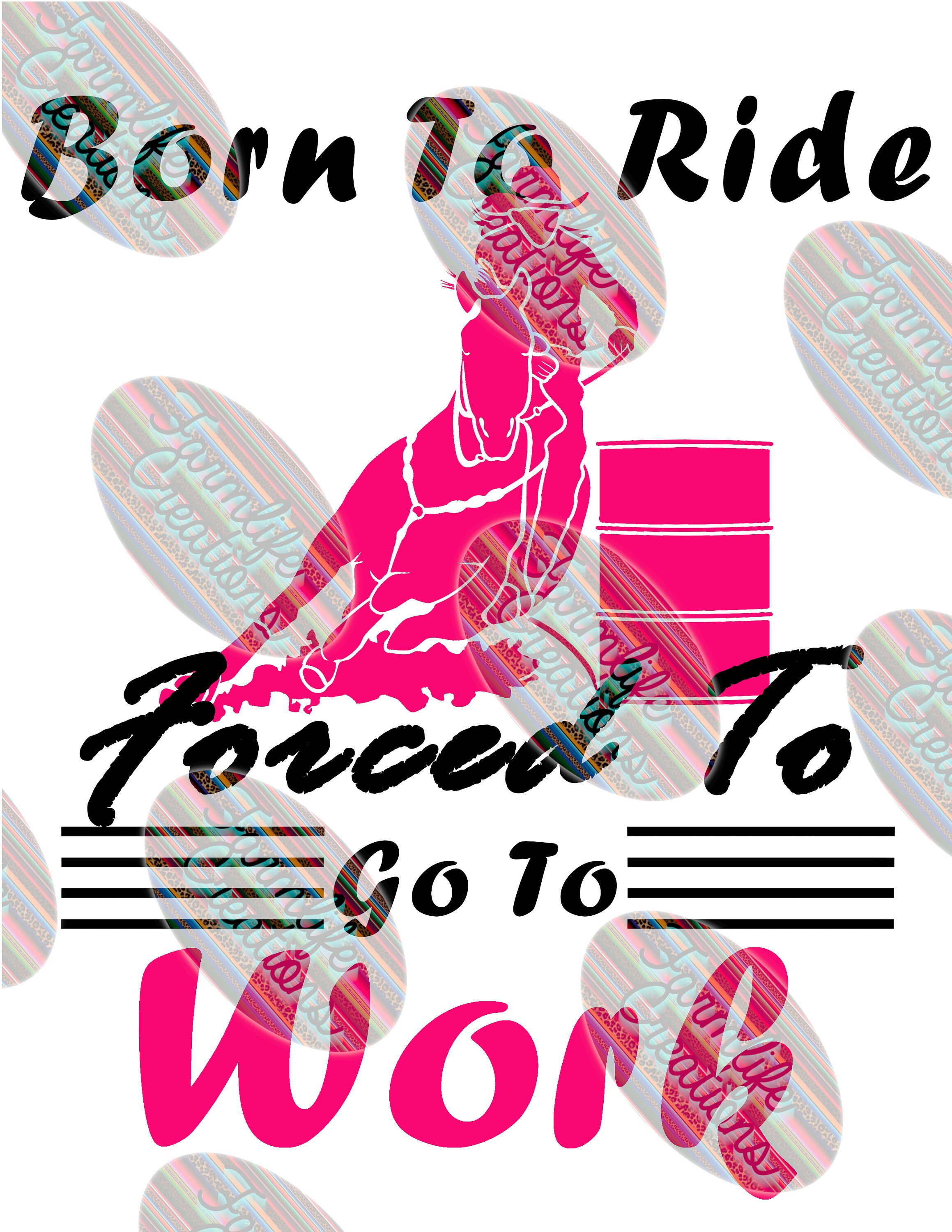 BORN TO RIDE FORCED TO WORK EMBROIDERED IRON ON PATCH