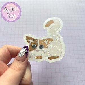 Kitter!, cute cat, Holographic, Water Resistant Vinyl sticker