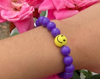 Bracelet visage smiley violet