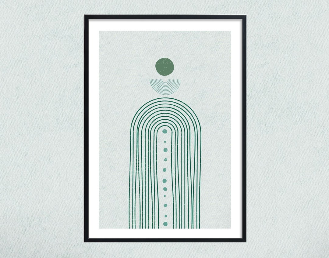 Minimalist Wall Art Emerald Green Wall Art Geometric Lines Print Boho ...